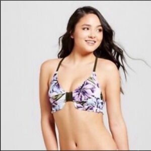 Mossimo Purple Floral Bikini Top Women’s Large